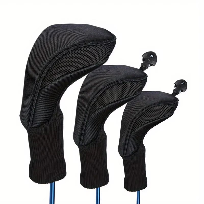 3Pcs Premium Golf Headcovers Set - Perfect Fit for Driver, Fairway Wood, and Hybrid - Stylish and Durable Golf Accessory