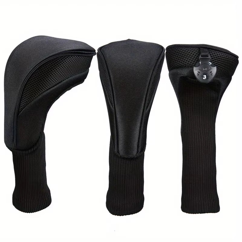 3Pcs Premium Golf Headcovers Set - Perfect Fit for Driver, Fairway Wood, and Hybrid - Stylish and Durable Golf Accessory