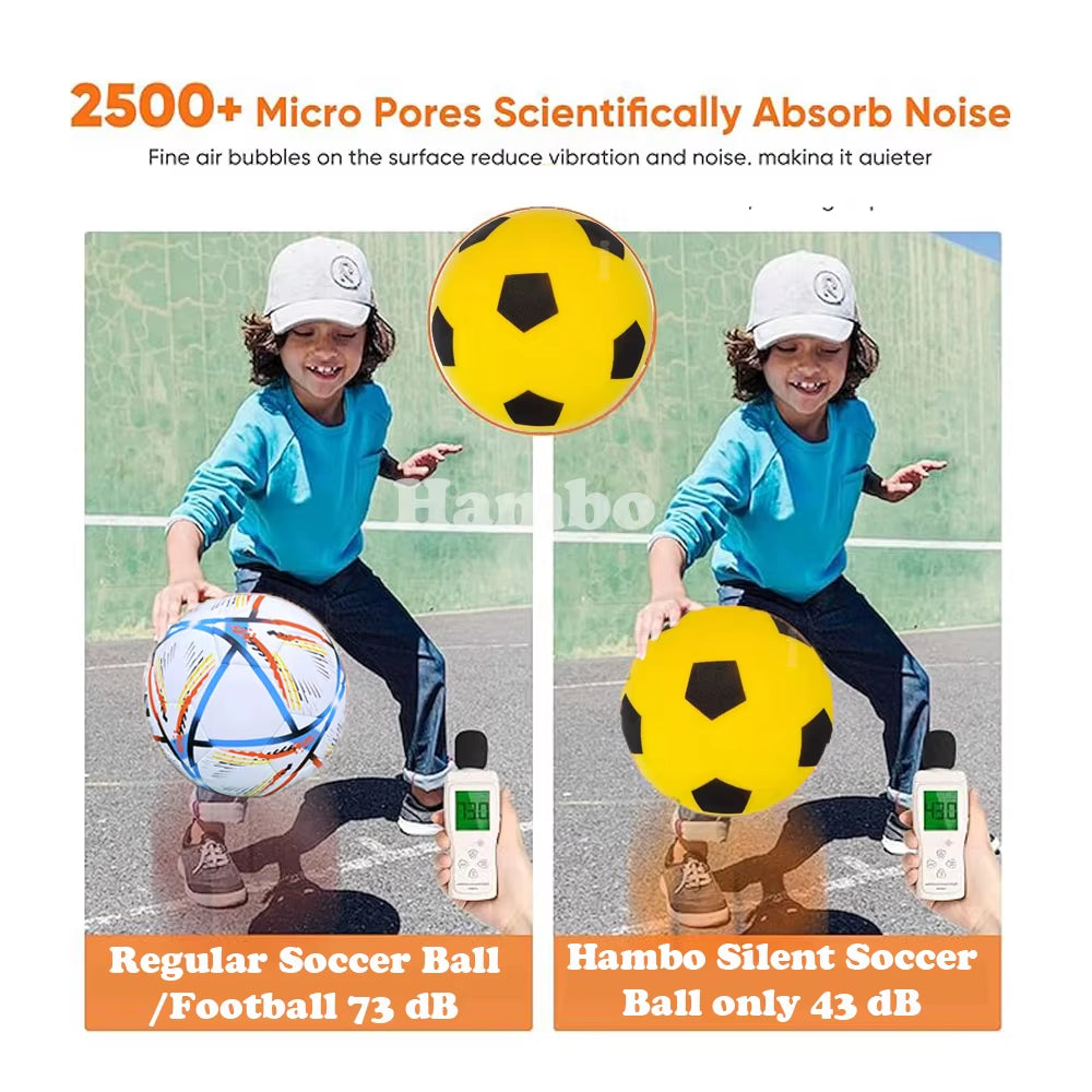 Silent Soccer Ball Men Size 9.25Inch Official Size Fantasy Foam Football Games Airless Football Mute Bouncing Ball Silent Ball