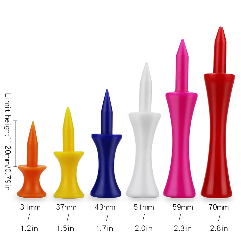 Golf Tees 50 Pcs 100 Pcs Pack Plastic Step down Golf Tee 31Mm 37Mm 43Mm 51 Mm 59Mm 70Mm Length Golf Ball Tees Drop Ship