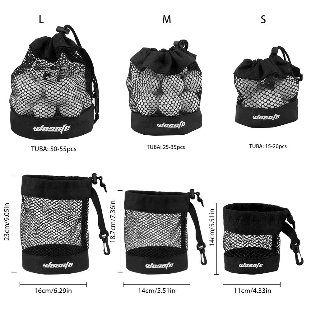 1Pc Black Golf Ball Pouch Bag, with High Quality Mesh Nylon and Hanging Plastic Clip,Convenient to Hang on Golf Bag