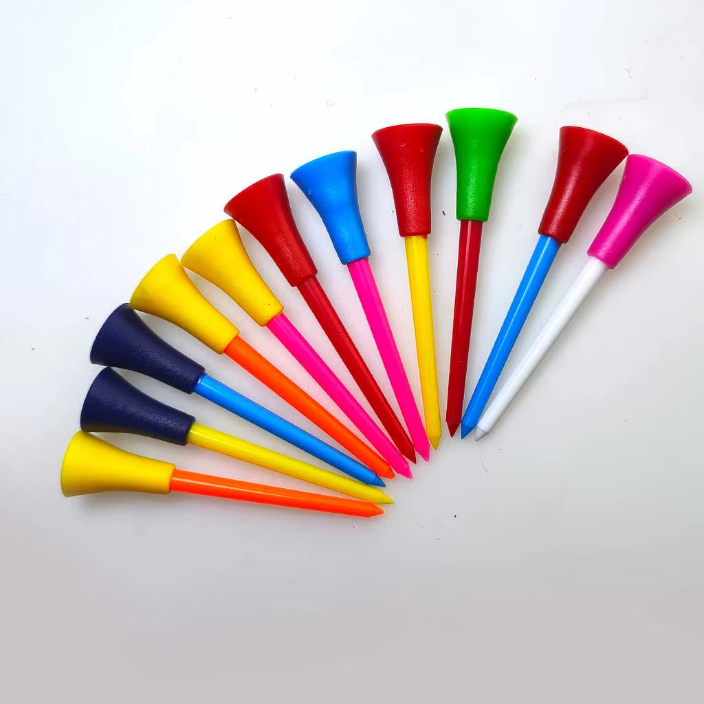 83Mm Golf Tees Rubber Cushion Top Plastic Ball Holder Golf Accessories 10-40 Pieces Random Color