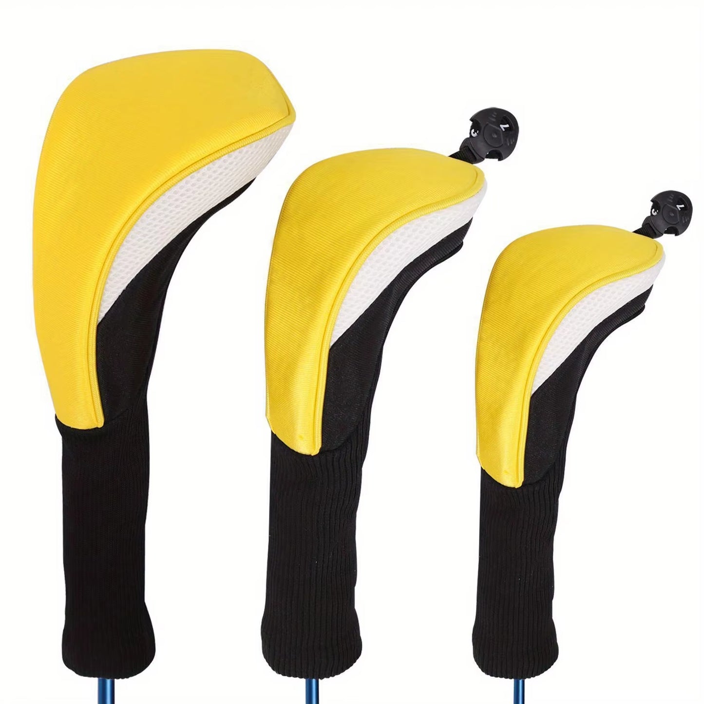 3Pcs Premium Golf Headcovers Set - Perfect Fit for Driver, Fairway Wood, and Hybrid - Stylish and Durable Golf Accessory
