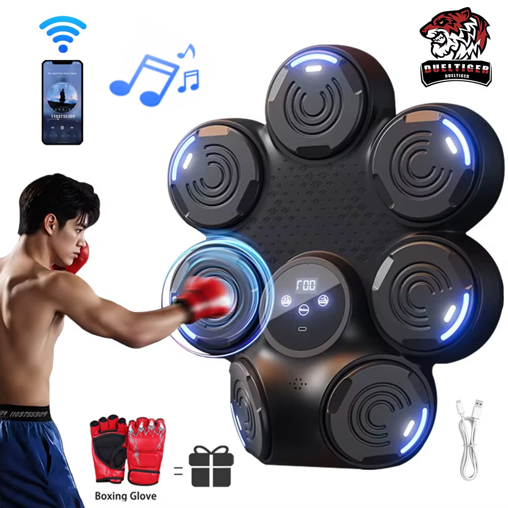 2025 New Music Boxing Machine Bluetooth Adult Electronic Wall Target Hookpunch Equipment Target Wall Mounted Gym Home Equipment