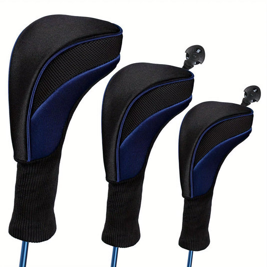 3Pcs Premium Golf Headcovers Set - Perfect Fit for Driver, Fairway Wood, and Hybrid - Stylish and Durable Golf Accessory