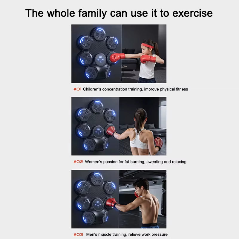 2025 New Music Boxing Machine Bluetooth Adult Electronic Wall Target Hookpunch Equipment Target Wall Mounted Gym Home Equipment