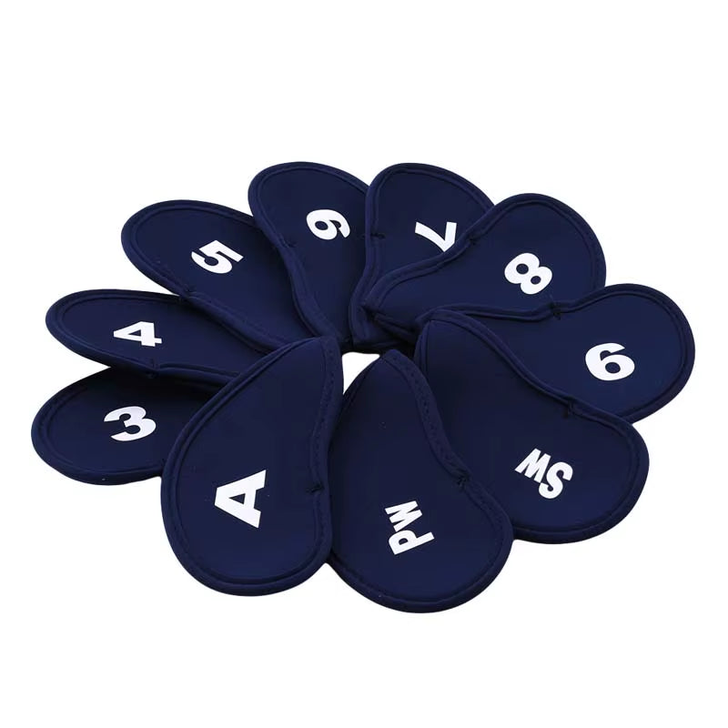 10Pcs Portable Golf Club Iron Head Covers Protector Golfs Head Cover Set Headcover Protector Golf Supplies