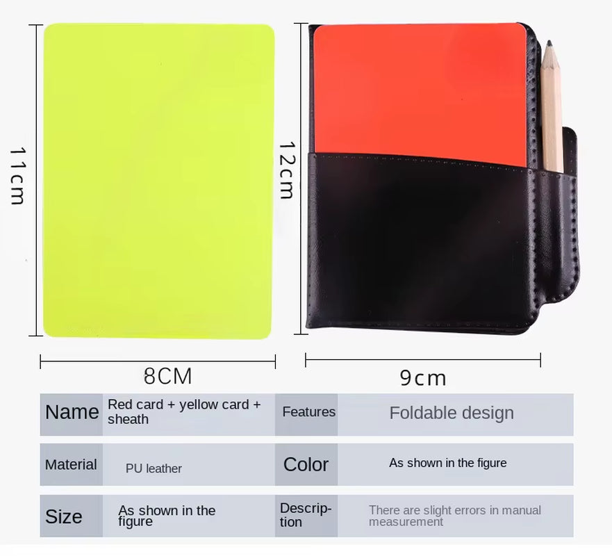 Football Referee Card Game, Referee Patrol Flag, Red and Yellow Card with Pencil, Football Warning Card and Edge Picker