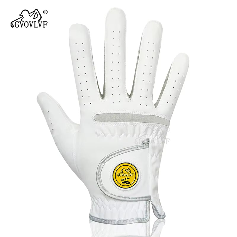 1 Piece Men Golf Glove Micro Soft Fabric Breathable Comfortable Fitting with Magnetic Marker Replaceable for Golfers