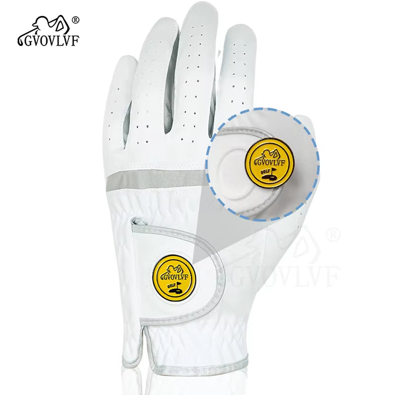 1 Piece Men Golf Glove Micro Soft Fabric Breathable Comfortable Fitting with Magnetic Marker Replaceable for Golfers