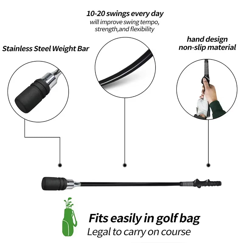 Golf Swing Trainer Black Indoor and Outdoor Practice Stick Hand Grip TA031