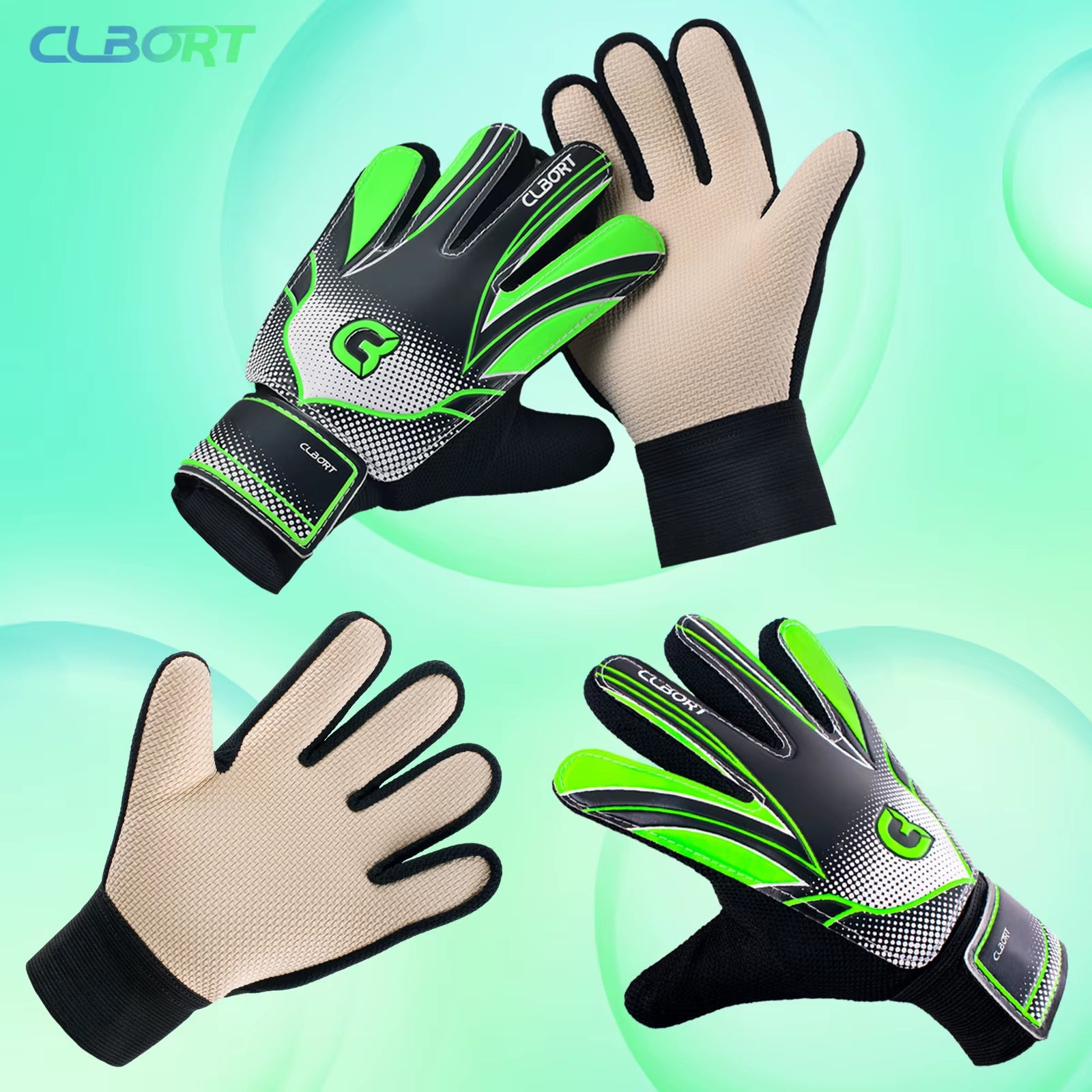 1 Pair Non-Slip Soccer Goalie Gloves with Double Wrist Protection