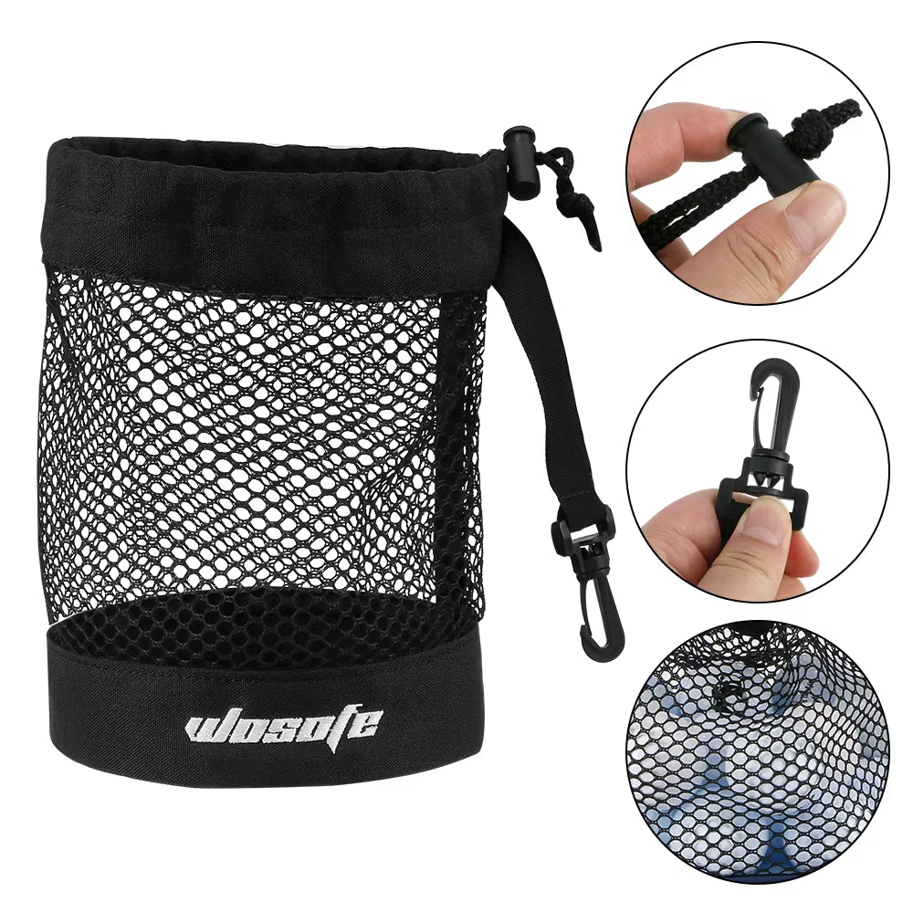 1Pc Black Golf Ball Pouch Bag, with High Quality Mesh Nylon and Hanging Plastic Clip,Convenient to Hang on Golf Bag