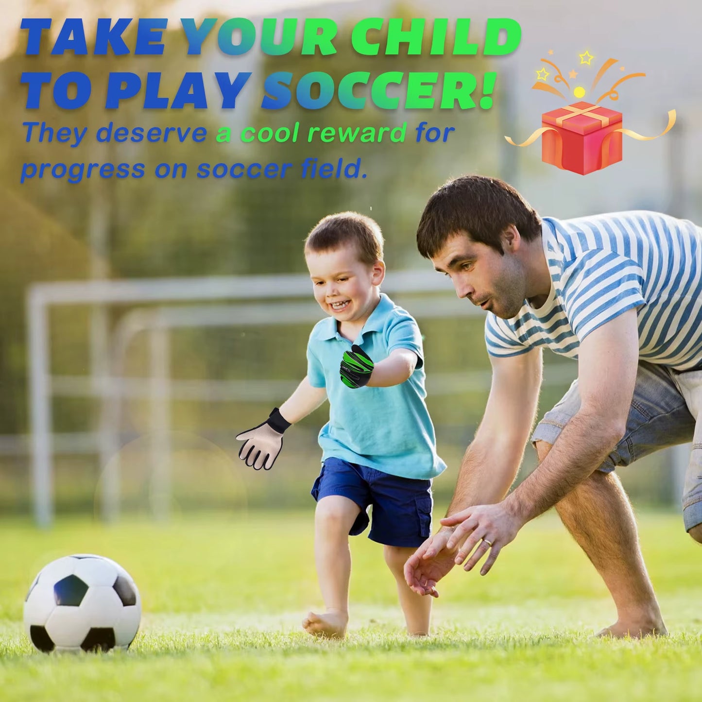 1 Pair Non-Slip Soccer Goalie Gloves with Double Wrist Protection