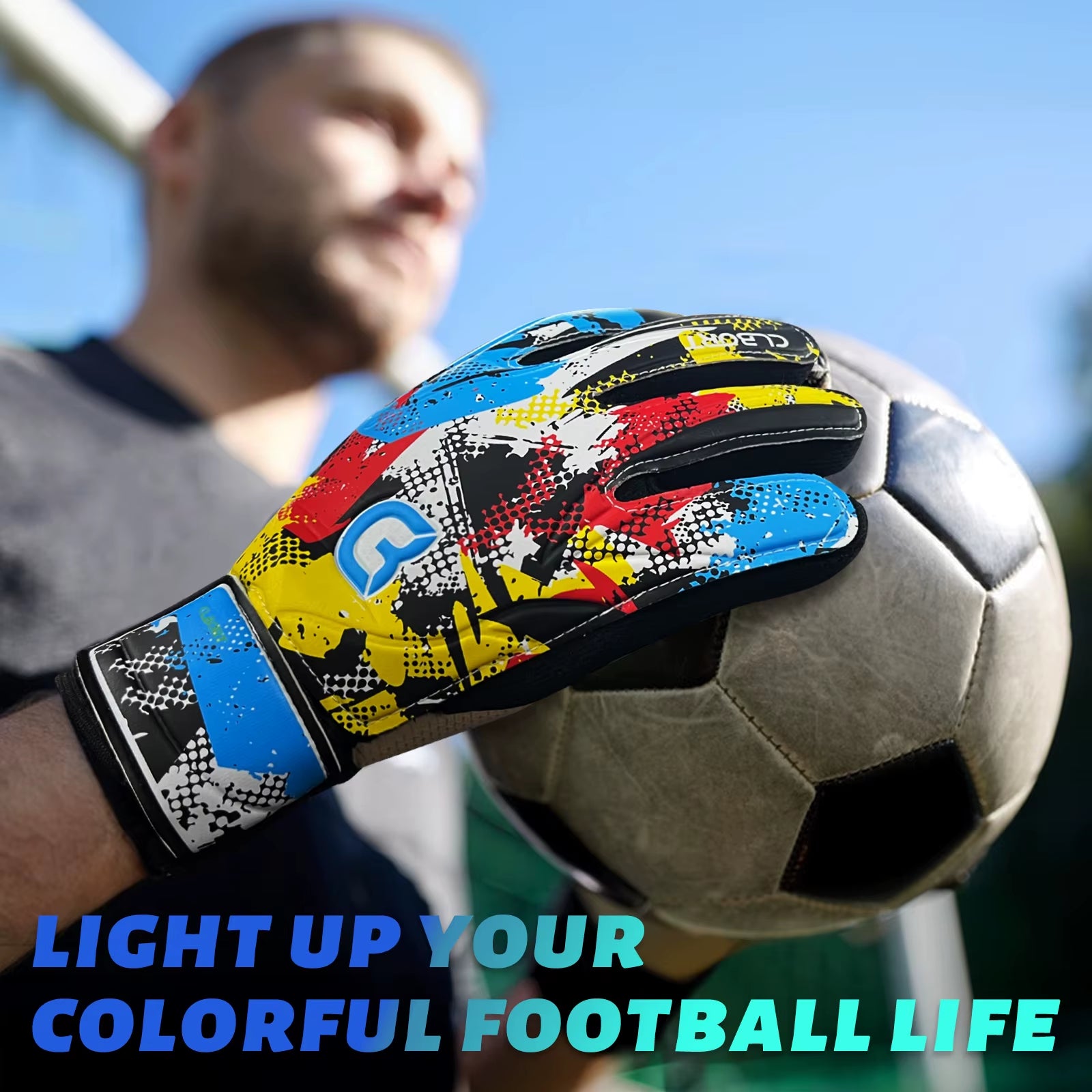 Soccer Goalkeeper Gloves, Graffiti Style Goalkeeper Gloves with Strong Grip, Non-Slip Soccer Gloves