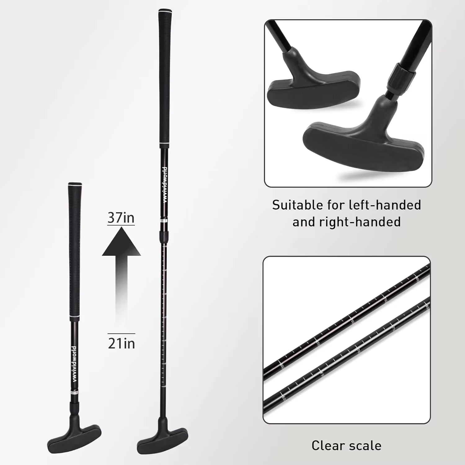 Vwvividworld,Golf Putters,21-37" Adjustable Length,Golf Putter,Right or Left Handed Golfers,Suit Children, Teenagers and Adults